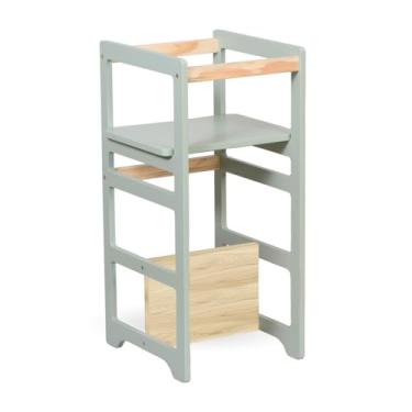 Imagem de Torre De Aprendizagem Montessori 4 Em 1 Laqueada Verde Cha Regula Altura