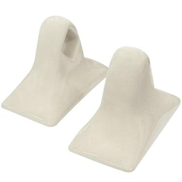 Imagem de 2 unidades de barra de toalha de porcelana suporte de haste suporte de poste conjunto de azulejos suporte de toalha de banheiro de cerâmica acessórios de banheiro de porcelana (bege)