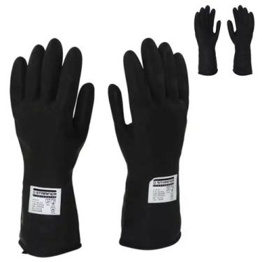 Imagem de Kit 10 Pares Luvas Segurança EPI Latex Antiderrapante Pedreiro Preta S