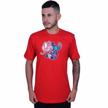 Imagem de Camiseta Unissex Lilo e Angel Love Casal - Lafre, Vermelho, G