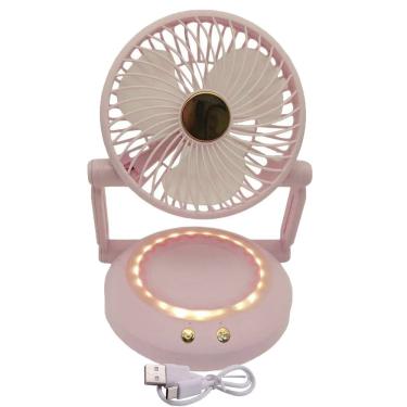 Imagem de Ventilador Mesa Dobravel Portatil 3 Velocidades Angulo Ajustavel Led Usb Portatil Verao Sol Calor Penteadeira Maquiagem