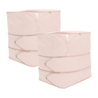 Imagem de ZJRDYYK 2 peças de sacos de armazenamento de edredom com zíper, sacos de armazenamento de cobertor com alças, organizador de autocompressão ultra economia de espaço para cobertores, roupas
