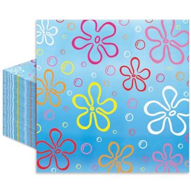 Imagem de JarThenaAMCS 50 peças de guardanapos de papel esponja de desenho animado colorido biquíni flor guardanapos descartáveis sob o mar almoço jantar guardanapo para artigos de mesa de festa de aniversário