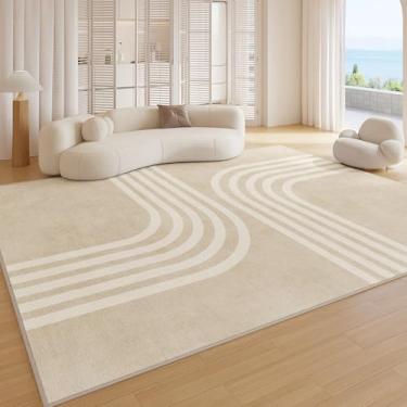 Imagem de Tapetes estilo creme para decoração de quarto, sala de estar, área grande, carpete de pelúcia, macio e fofinho, grosso, lavável, tapete de chão (200x250 cm/A)