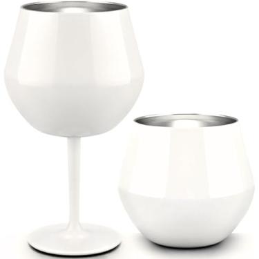 Imagem de Taça De Vinho/Gim Em Aço Inoxidável Com Haste Destacável, 360 Ml, Copo Térmico Com Base Antiderrapante, Perfeito Para Presente, Versátil Para Uso Doméstico, Eventos E Piqueniques (Branco)