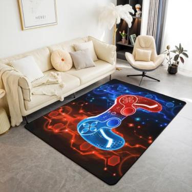 Imagem de Feelyou Tapete de área para gamer, controle de jogo, 12 x 18 cm, conjunto de tapetes decorativos, para crianças, adolescentes, adultos, jogos, sala de estar, decoração de quarto, vermelho, azul,