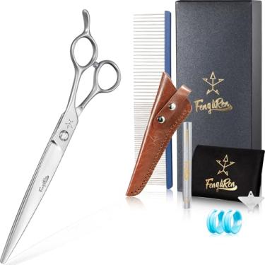 Imagem de Fengliren Tesoura profissional de alta qualidade para cuidados com cães de 19 cm extremamente afiada feita de liga de aço inoxidável à mão para tosador de cães e gatos