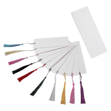 Imagem de Conjunto de 48 marcadores brancos de papel em branco, faça você mesmo, cartões de papelão, marcadores retangulares decorativos, etiquetas de presente de Natal, etiquetas para pendurar com borlas