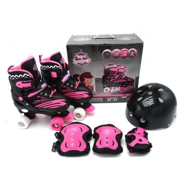 Imagem de Patins Quad Unitoys Ajustável 34/37 Preto/Rosa - Ref.1513M