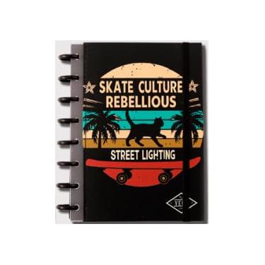 Imagem de Caderno Com Discos Tamanho A5 100 Folhas Pautadas 14,1 * 20,5 CM (SKATE GATINHO)