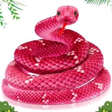 Imagem de Cobra de pelúcia Hiboom Giant 1,8 m realista de pelúcia rosa