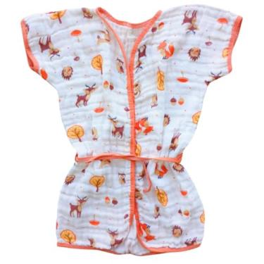 Imagem de Roupão de Banho Infantil com Capuz 100% Algodão para Praia Piscina e Natação Até 4 Anos (Animais do Bosque)