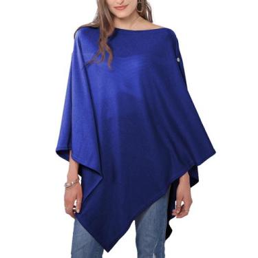 Imagem de Coat Miss Shorthair Shawl Wrap Poncho azul 100 cm de comprimento - Mis