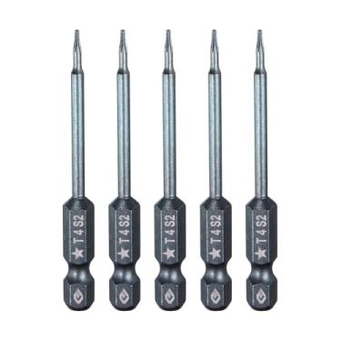 Imagem de HARFINGTON 5 peças de chave de fenda Torx de 5 pontas, haste sextavada de 1/10.2 cm, cabeça magnética de 4 mm, comprimento de 6,6 cm de comprimento, chave de fenda de aço Pentágono para reparo, chave