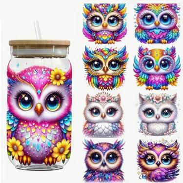 Imagem de 5 peças de Natal vibrante flor floral pássaro UV DTF adesivo de transferência à prova d'água para copos de vidro, móveis, artesanato DIY, adesivos de transferência para garrafa de água DIY, decalque