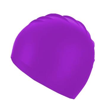 Imagem de Touca de natação de silicone à prova d'água, durável, antiderrapante, unissex, adulto, chapéu de natação masculino e feminino, touca de banho elástica confortável, roxo