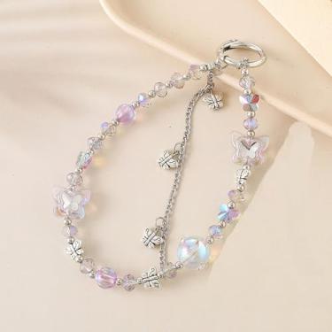 Imagem de Pulseira feminina com contas - Linda pulseira antiqueda com berloques - Corrente multifuncional compatível com todos os smartphones (Roxo)