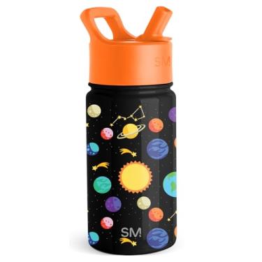 Imagem de Simple Modern Garrafa de água infantil com tampa de canudo | Copo reutilizável de aço inoxidável isolado para crianças pequenas, escola | Coleção Summit | 400 ml, sistema solar