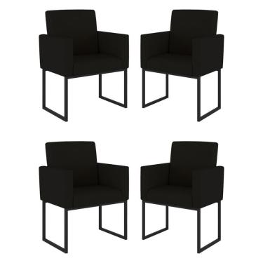 Imagem de Kit 04 Cadeiras Poltrona Decorativa Para Sala Quarto Balaqui Preto