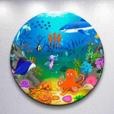 Imagem de Capas Festa Infantil Fundo Do Mar Painel Redondo Grande ou Mini Estamp
