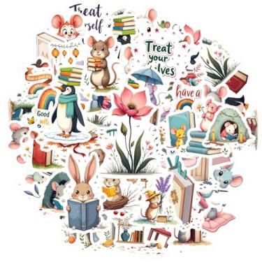 Imagem de 100 peças de adesivos de planta de livro de pinguim mouse brinquedo papelaria adesivos alegres pacote de adesivos para telefone faça você mesmo, guitarra, notebook, mala, copo, guitarra, faça você