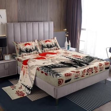 Imagem de Feelyou Jogo de lençol solteiro rústico campestre campestre para crianças, meninos e meninas, boêmio, com bolso profundo, botânico, floral, respirável, macio e leve de microfibra