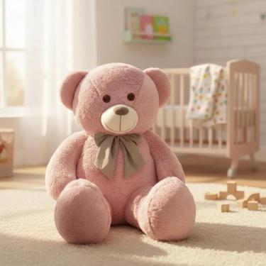 Imagem de Urso Pelúcia Teddy Médio Anti Alérgico Tamanho Ideal Laço Removível - 