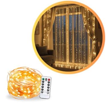 Imagem de Cortina de LED 3x3m 300 Leds Pisca Pisca Fio de Fada Decoração de Natal Ano Novo Casamento Festas e Eventos Especiais Controle Remoto 8 Modos Fio de Cobre Quarto Varandas Janela Conector USB Bivolt