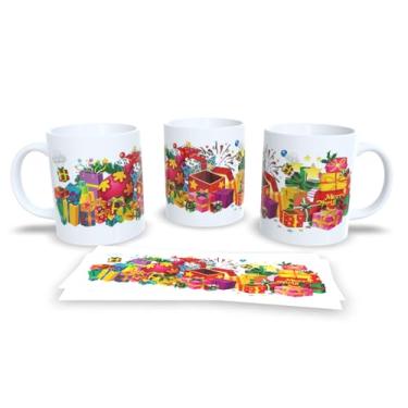 Imagem de Caneca de Cerâmica com Bolas de Natal, Decorativa, Branca com Enfeites Coloridos, Design Festivo, 3 Unidades (15)