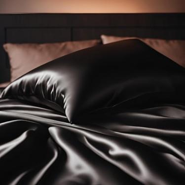 Imagem de Kit 6 Fronhas de Cetim Anti Frizz 48x68cm Premium – Fronha para Cabelo e Pele Macia (Preto)