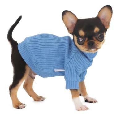 Imagem de LOPHIPETS Suéteres de gola rolê para cães pequenos chihuahua yorkie roupas para gatos - azul claro/PPP
