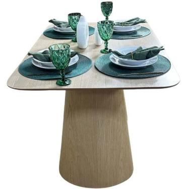 Imagem de Mesa De Jantar Cone Retangular Vitta 160x90cm Base Fiberglass Laminada Em Freijo Tampo Freijó