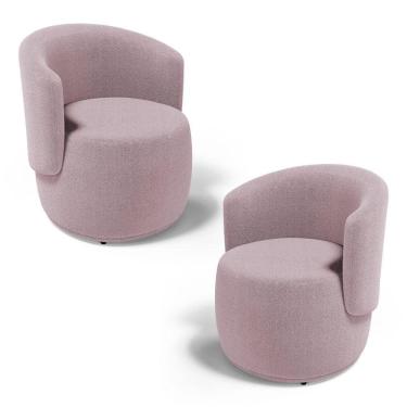 Imagem de Kit 02 Poltronas Decorativas Aisha Orgânica Bouclê Rosê - Abmaza