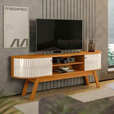 Imagem de Rack Tv 75 Pol 183cm Bancada Para Sala Enzari M20 - D`rossi Cor Cianmomo E Off White