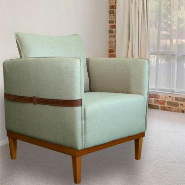 Imagem de Poltrona Indiana com Molas Espirais Movellu Home, Linho Verde Claro