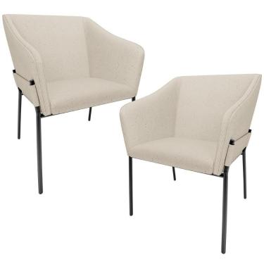 Imagem de Kit 2 Cadeiras Para Sala De Jantar Estar Living Olívia L02 Linho Bege - Lyam Decor