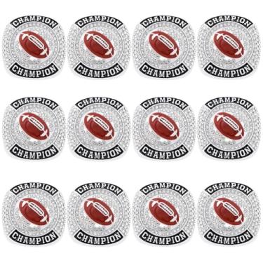 Imagem de CHXIXUE Anéis de campeonato de futebol tamanho 8 a 14, anel finalista de futebol, bola esportiva, presente de prêmio para vencedor do torneio ou campeão da liga, size 10, Zinco, 1