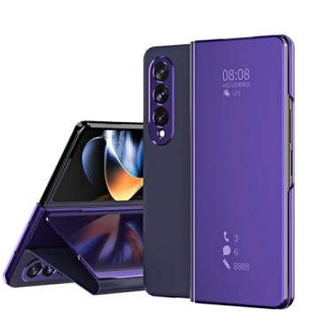 Imagem de Capa de couro PU com proteção total, espelhada, transparente, flip e magnética para Samsung Galaxy Z Fold 7 6 5 4 3 2 5g Fold3 Fold 5 Fold 4 (Para Galaxy Z Fold 4/Roxo)