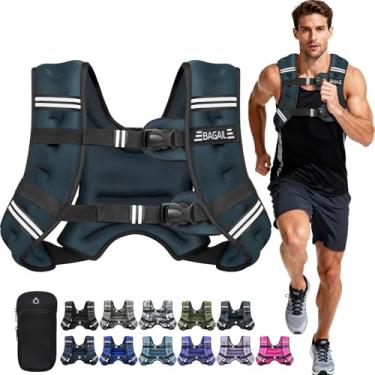 Imagem de BAGAIL Colete pesado, 2,3 kg/3,6 kg/4,5 kg/5,4 kg/6,8 kg/9,1 kg/11,3 kg/13,6 kg colete de peso com bolsa removível para telefone, colete de corrida para mulheres, homens, caminhada, perda de peso