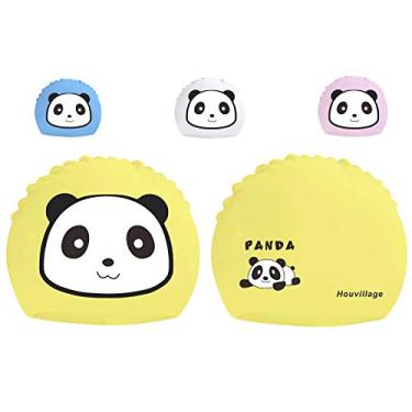 Imagem de Touca de natação infantil e óculos, touca de natação divertida para crianças e crianças, touca de natação impermeável de silicone altamente elástico com conjunto de óculos antiembaçamento para