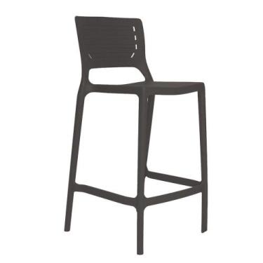 Imagem de Banqueta Alta Cozinha Grafite Empilhável Saturno Em Polipropileno Acri