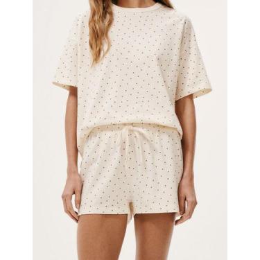 Imagem de Pijama Feminino Curto Hering 7cmv, Branco, G