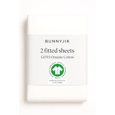 Imagem de Lençóis de berço orgânico GOTS Halo | Lençóis SNOO – Algodão turco orgânico mais espesso e macio de 200 g/m2 – Serve para colchão giratório Halo Bassinest e berço oval ou retangular | Pacote com 2