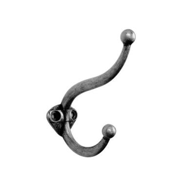 Imagem de Kit c/2 Ganchos Cabideiro Liso Duplo Metal para Pendurar e Parafusos -