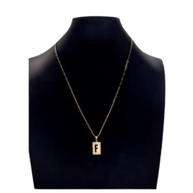 Imagem de Cordão Carti 2mm pingente F Banhada 18k - A.R Variedades MT