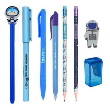 Imagem de Kit Papelaria Fofa Plannet Astronauta Kawaii Lapis Borracha Apontador 
