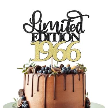 Imagem de Leetaivie Topo de bolo edição limitada 1966, topo de bolo feliz 60º aniversário, homens e mulheres torcida 60 anos /60 e decoração de bolo fabulosa, suprimentos de decoração de festa de aniversário de