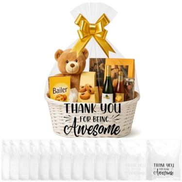 Imagem de Colarr 12 sacos de presente extra grandes de celofane 102 x 127 cm, obrigado por ser incrível, envoltório de celofane transparente para cestas de presente, sacos de armazenamento para Natal