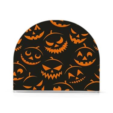 Imagem de JUZIHAI Suporte de guardanapo de abóbora de Halloween para mesa dispensador de guardanapo de acrílico suporte de lenços independente de mesa para cozinha sala de jantar bar festa decoração de casa