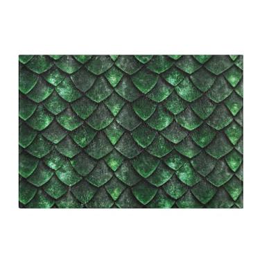 Imagem de JUZIHAI Tapete de banho escamas de dragão verde, tapete de banheiro antiderrapante absorvente, tapete retangular felpudo macio para chuveiro e vaso sanitário, 40 x 61 cm